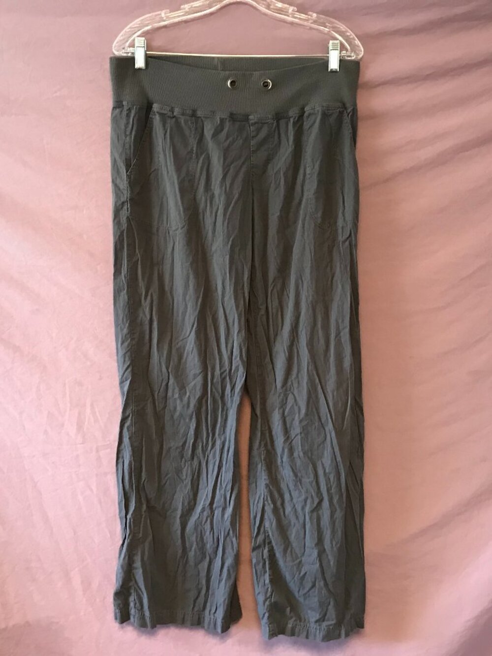 Wearable Baggy loungewear casual wide leg pants ribbed knit waistband in gray M